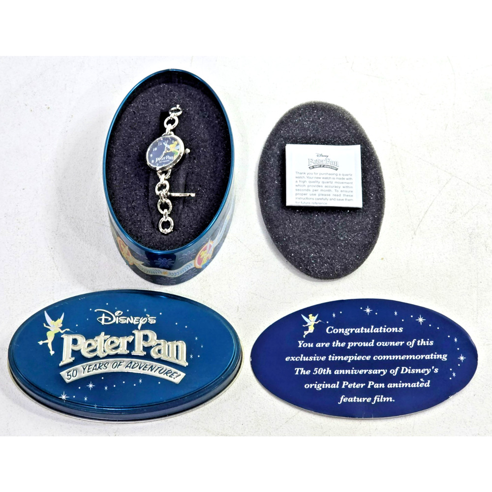 Disney Peter Pan Tinkerbell 50 Years Of Adventure Ladies Watch NOS Free Ship